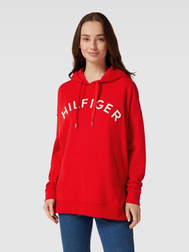 Hoodie mit Logo-Stitching in hellrot