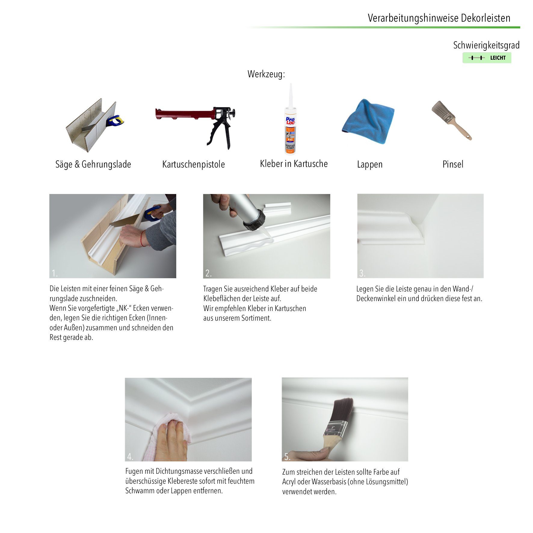 Hexim Eckprofil Zierleiste glatt ZG4 (Deckenleisten aus Styropor XPS - Hochwertige Stuckleisten leicht & robust im modernen Design - 1 Stück / 2 Meter)