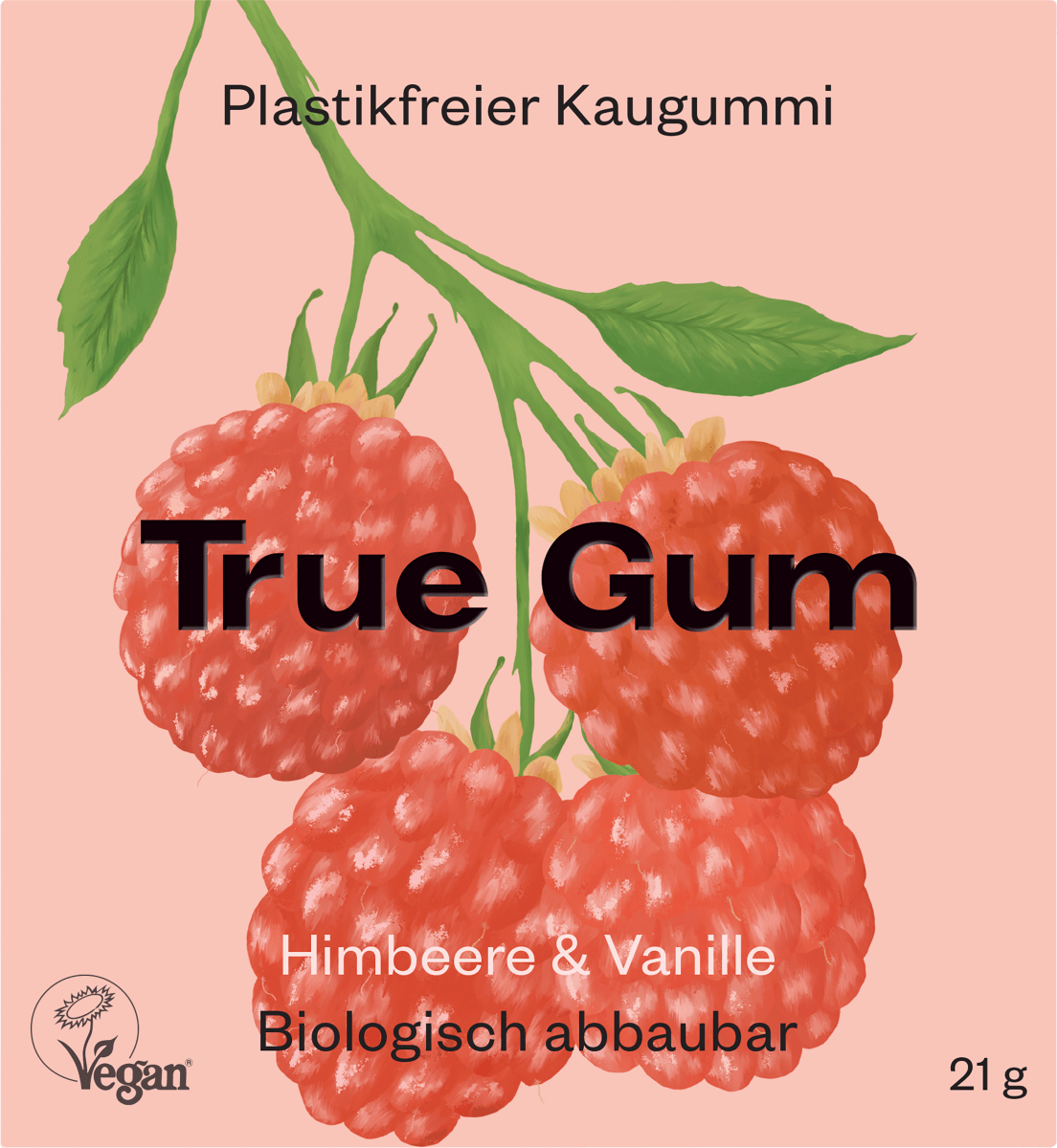 Kaugummi, Himbeere & Vanille, zuckerfrei, 21 g