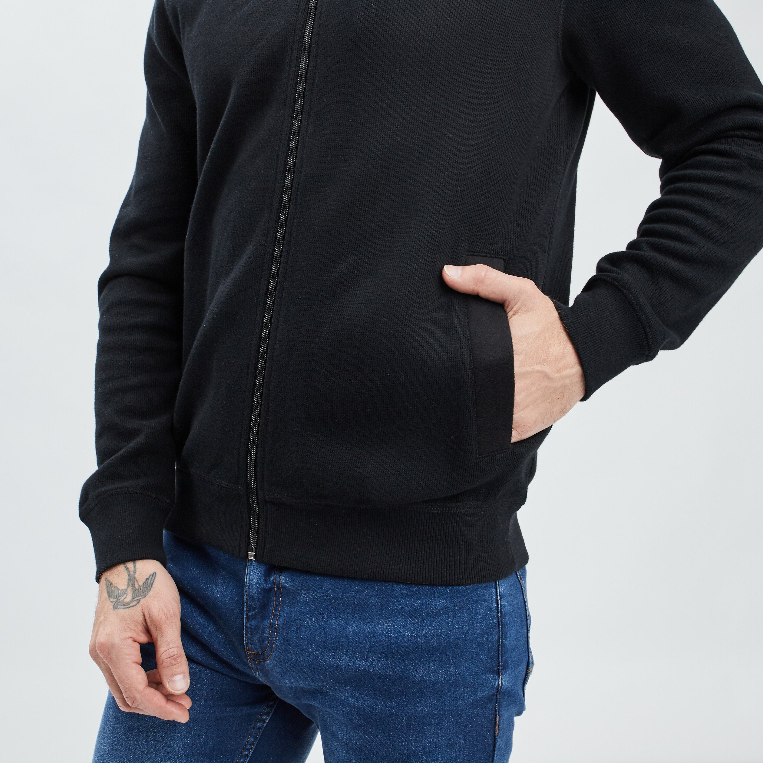 Gilet zippé avec col montant noir homme | La Halle