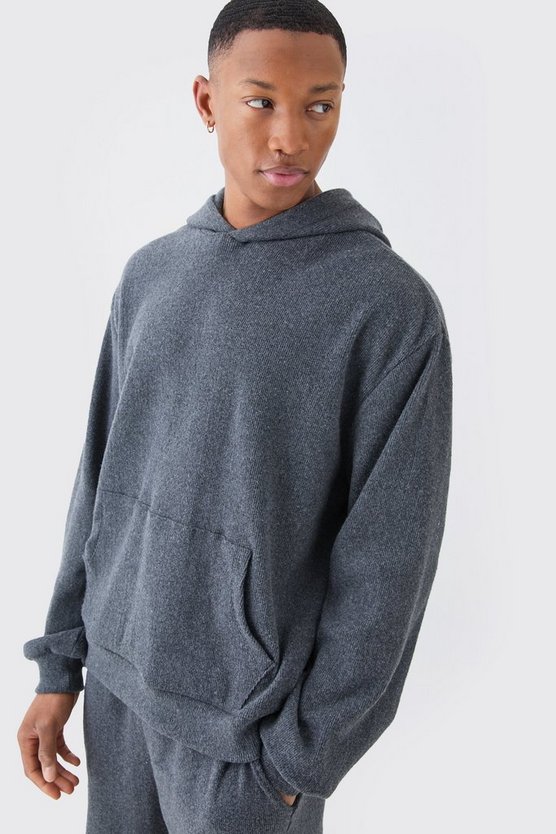 Brushed Rib Ottoman Hoodie And Split Hem Jogger Tracksuit