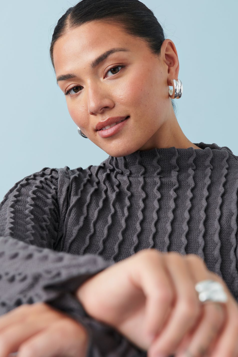 Structured long sleeve top