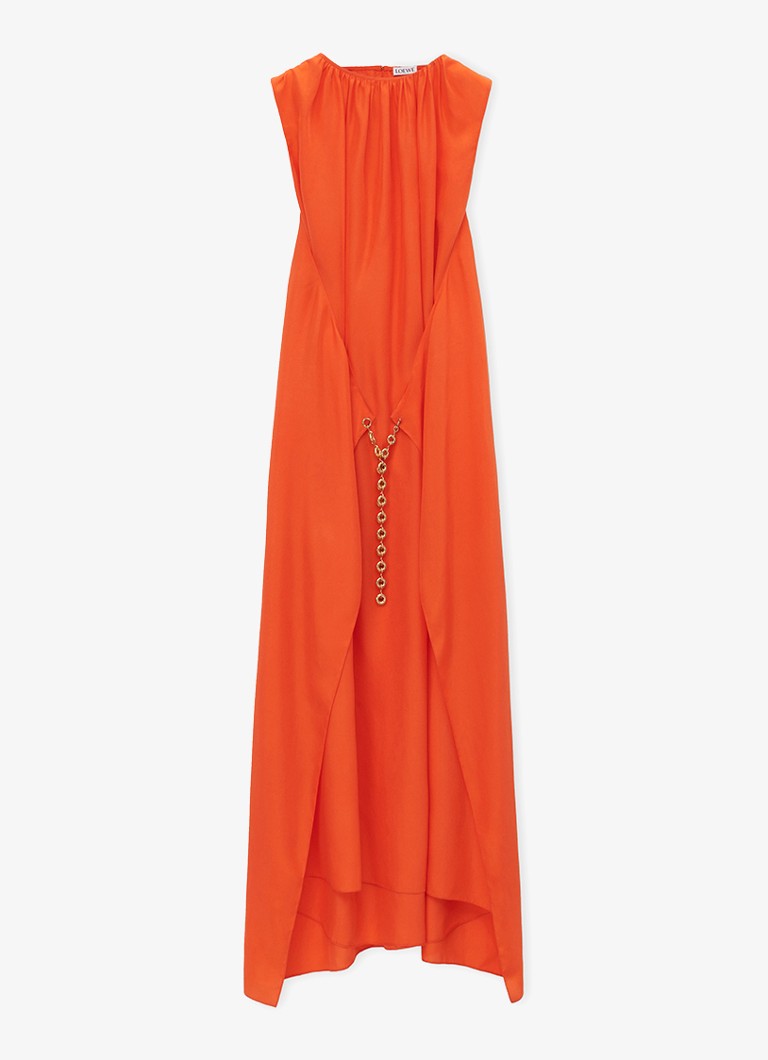 Robe midi en soie LOEWE avec détail de chaîne amovible