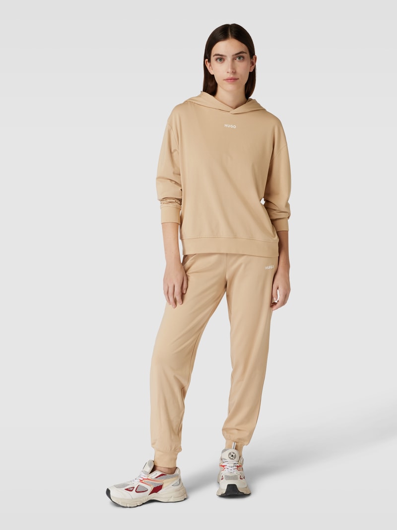 Sweatpants mit Label-Stitching in beige