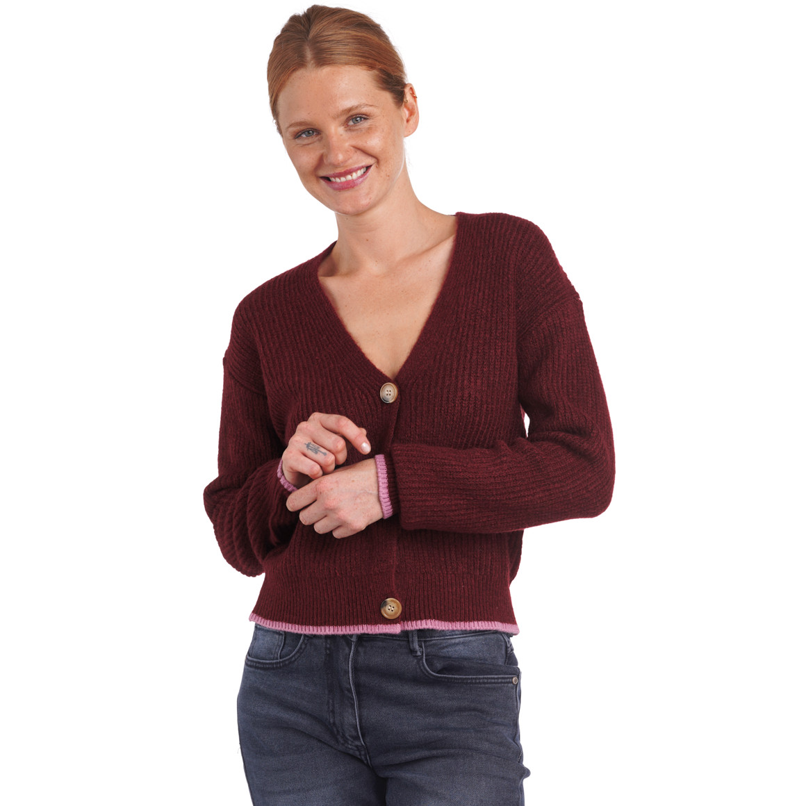 Damen Strickjacke mit V-Ausschnitt