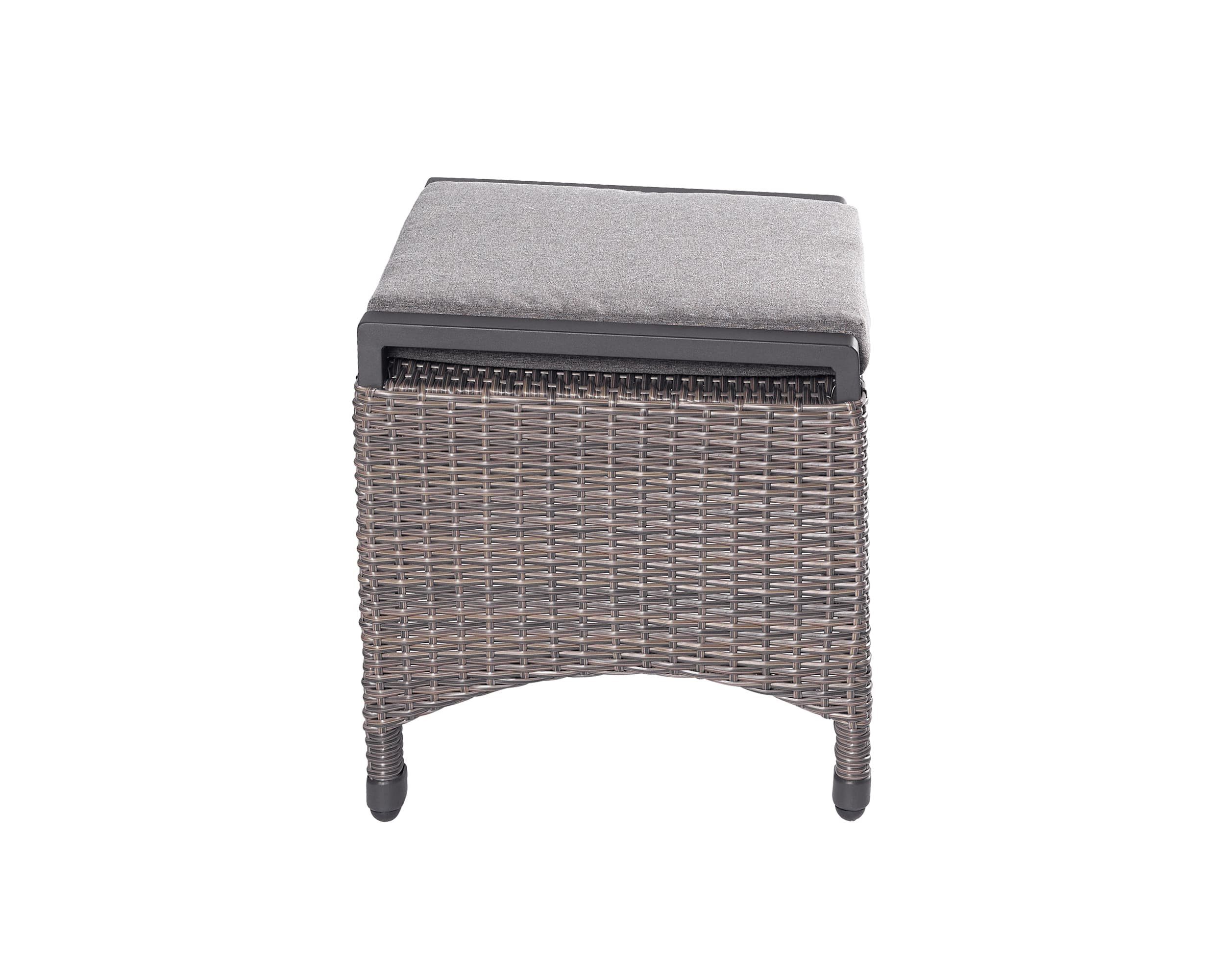 LC Garden Gartenlounge-Hocker LC Garden Komido Dining Hocker omega braun 46x59x47cm Dining Fußbank aus handgeflochtenem Polyrattan inkl. Sitzkissen