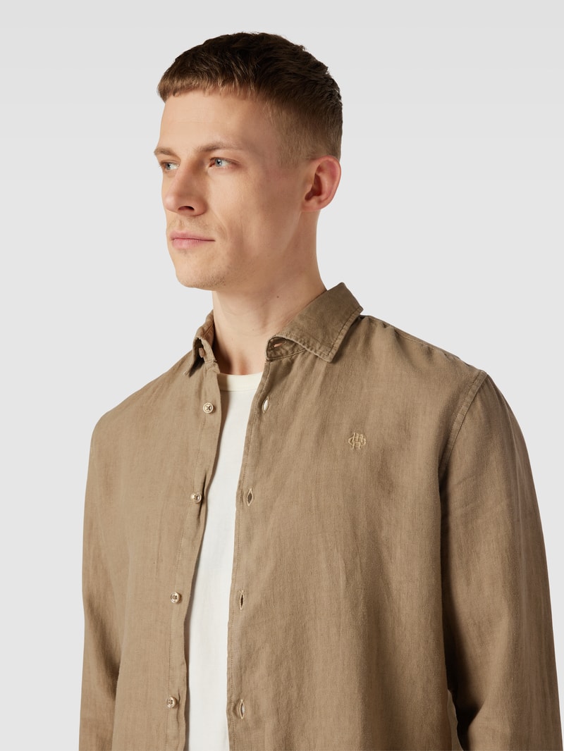 Freizeithemd mit Label-Stitching in haselnuss braun