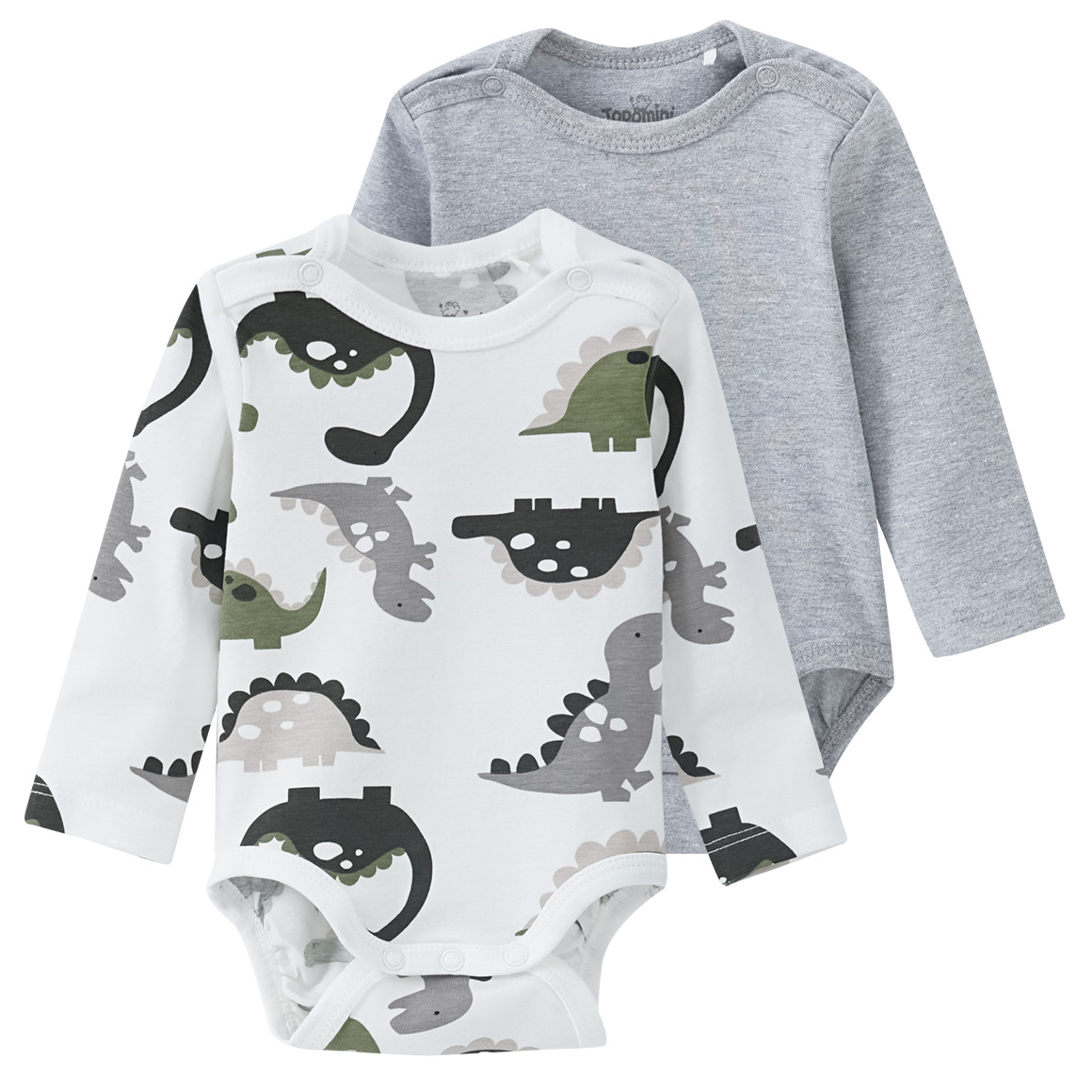 2 Baby Langarmbodys in verschiedenen Dessins