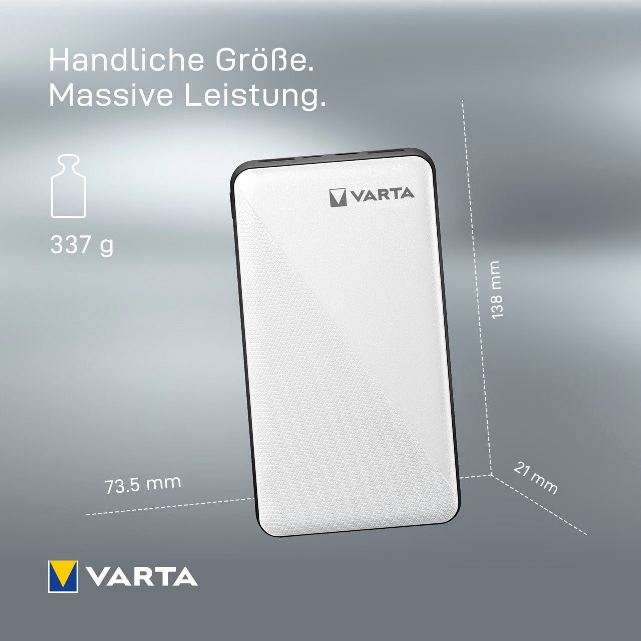 VARTA Power Bank Energy 15000 + Ladekabel 15000mAh Powerbank mit USB Type C Powerbank 15000 mAh (3,7 V, 1 St)