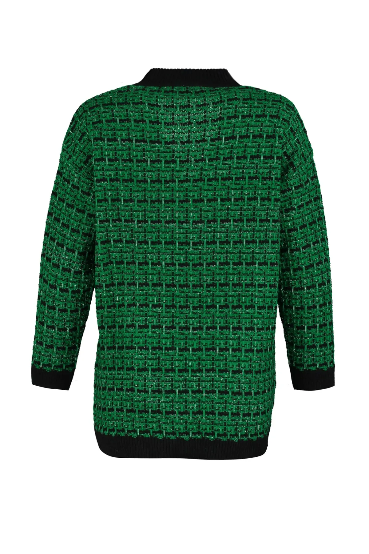Trendyol Collection  Grüner, glitzernder Strickcardigan in Tweed-Optik mit weiter Passform TWOAW21HI0250