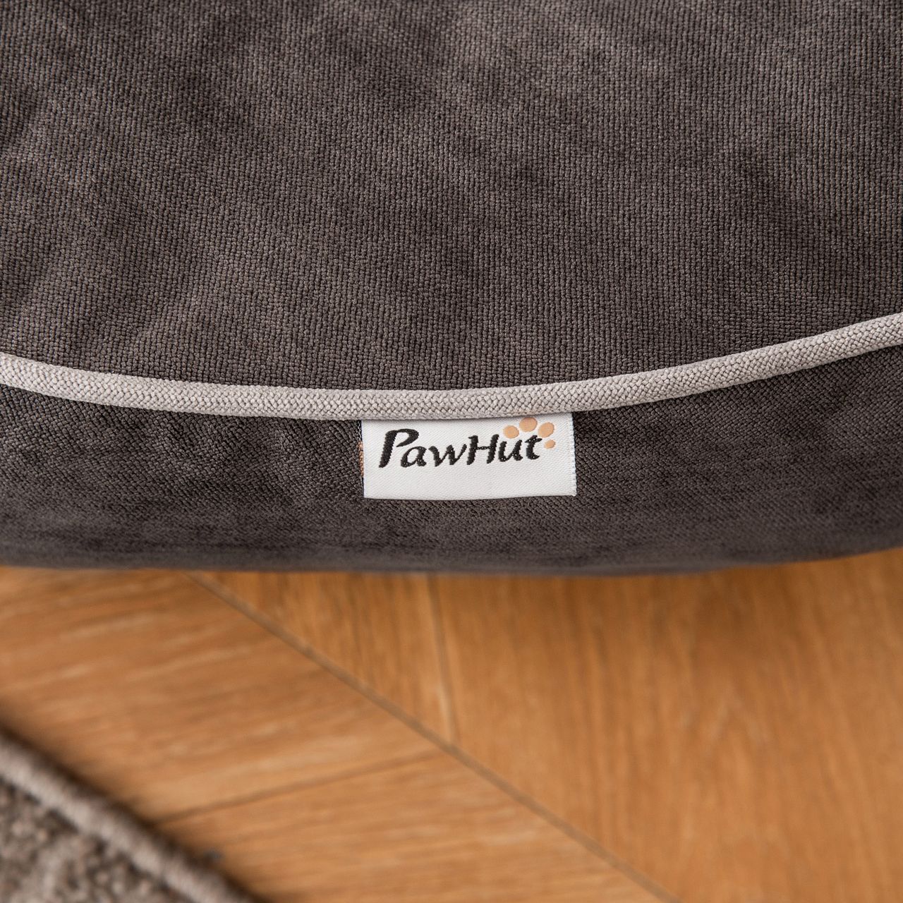 PawHut Hundebett Hundematte Hundekissen Hundematratze rundes Tierbett Hundesofa Haustierbett für Hunde Katzen Leinenartiges Polyester Dunkelgrau Creamweiß 85 x 85 x 35 cm