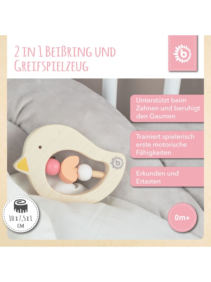 Bieco Spielwaren Beißring Holz Vogel - ab Geburt in Orange günstig kaufen onesize