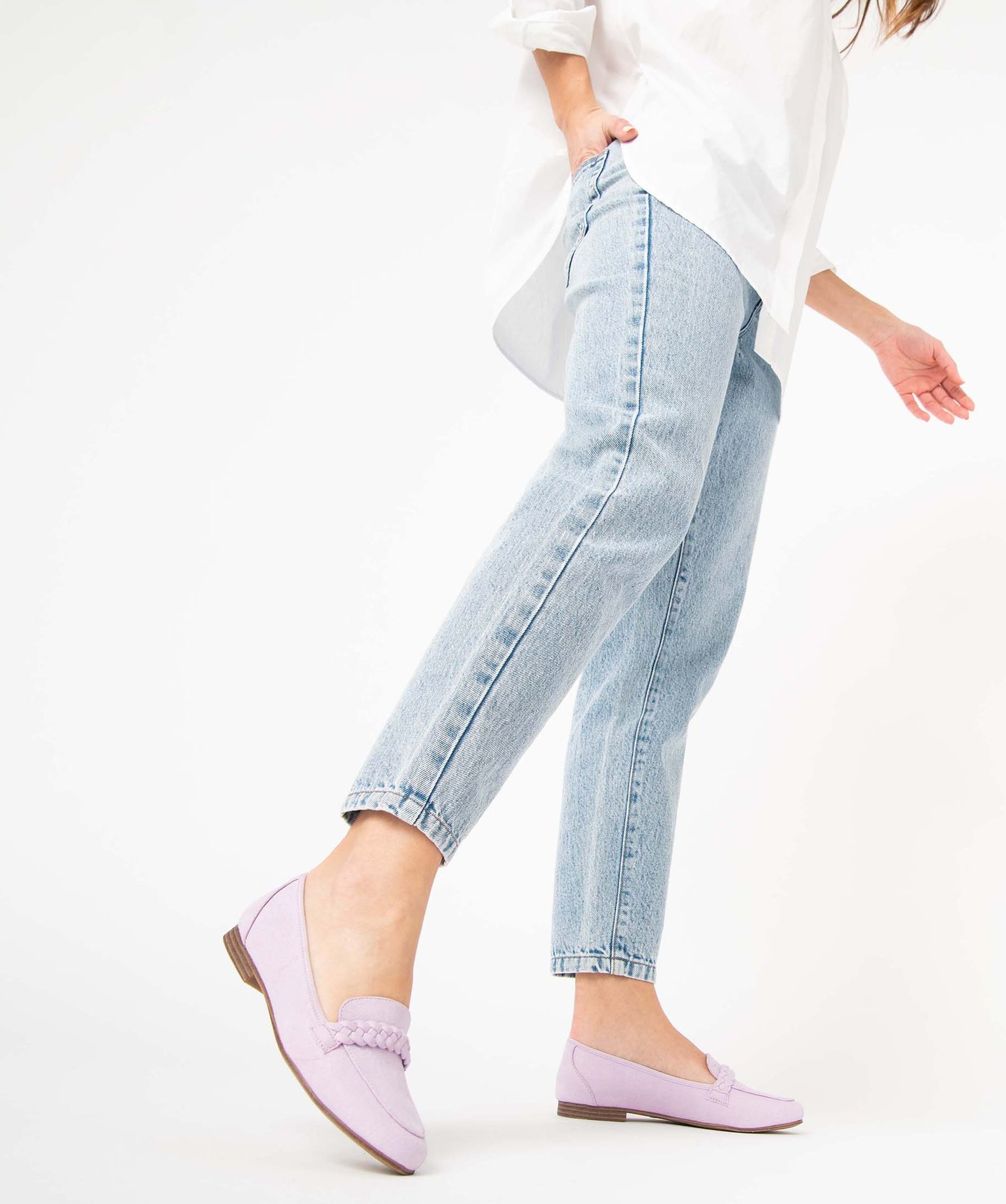 Mocassins femme unis à bride tressée violet | GEMO