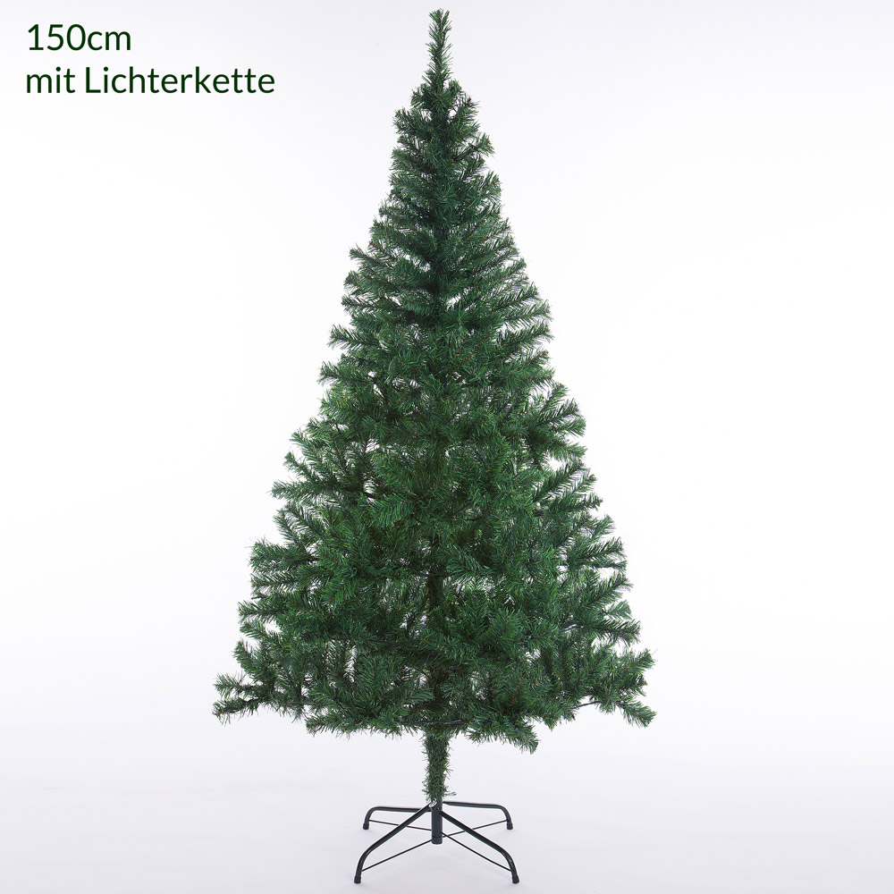 Casaria Weihnachtsbaum PVC inkl Lichterkette und Ständer 150cm dunkelgrün