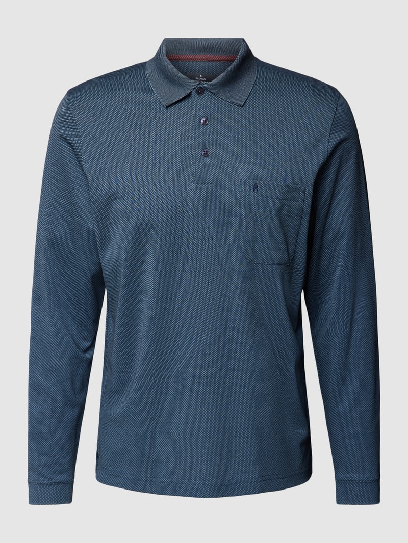Poloshirt im langärmeligen Design Modell 'CARBON' in marineblau