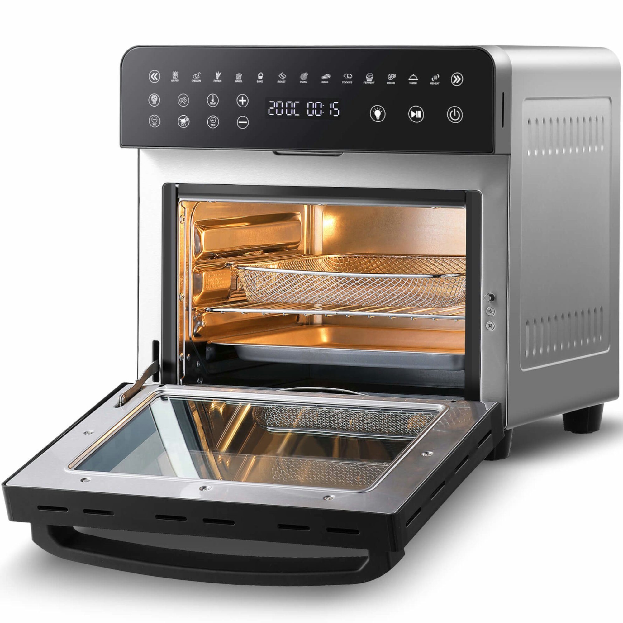 TurboTronic by Z-Line Minibackofen Digitaler XXL Power Airfryer 14 Liter Pommes Korb ab 50°C Heißluftofen, mit Drehspieß für Hähnchen, Konvektionsofen