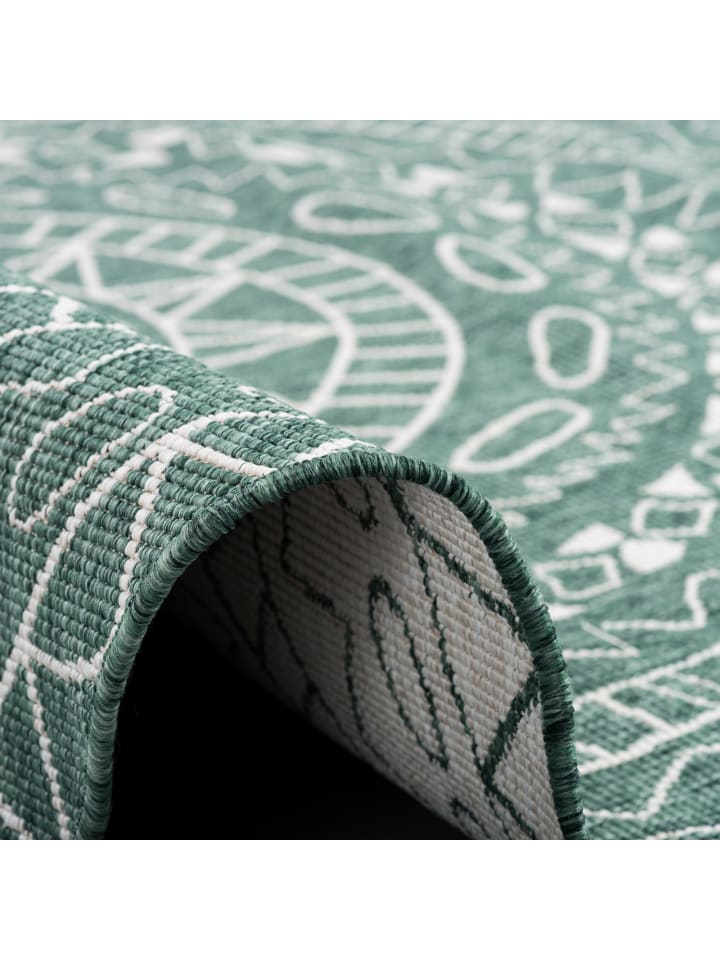 Pergamon In- und Outdoor Teppich Newport Mandala Rund in Groen günstig kaufen