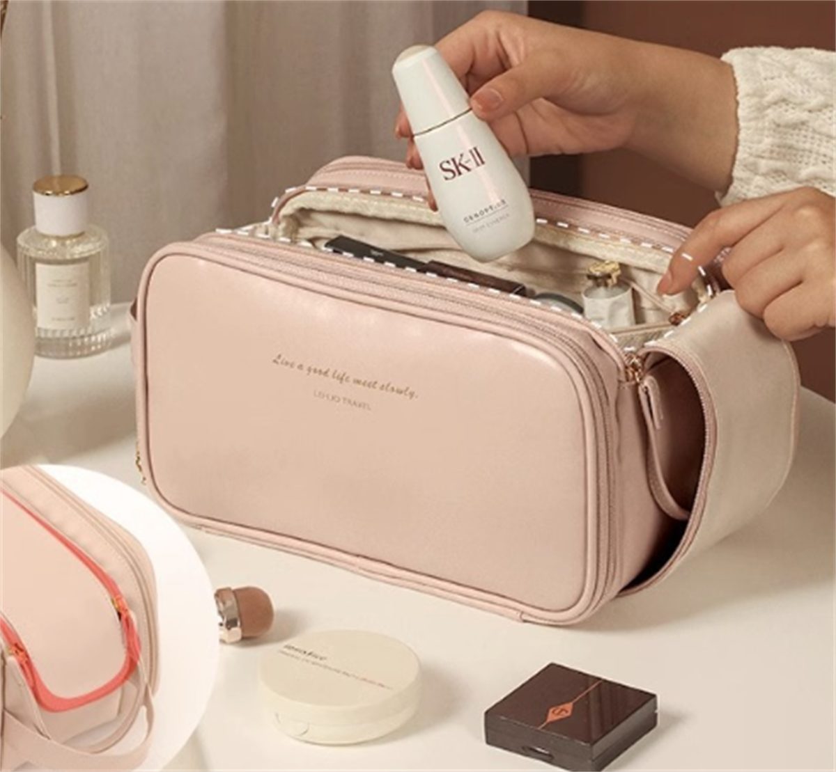 carefully selected Kosmetiktasche Multifunktionale tragbare Reise-Make-up-Pinsel-Aufbewahrungstasche
