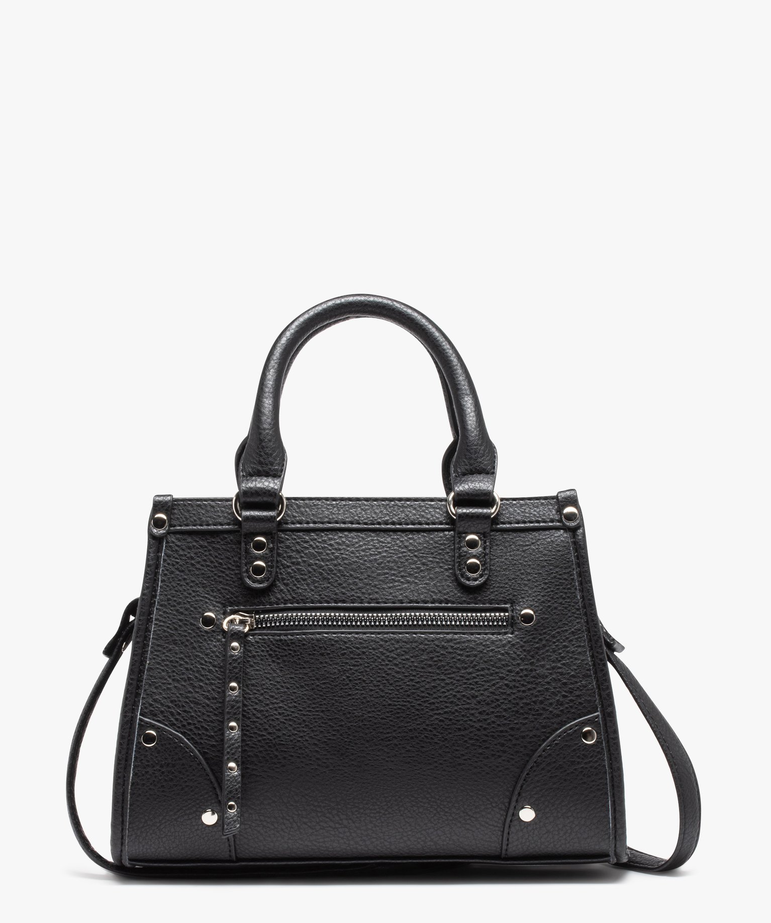 Sac à main grainé compact avec bandoulière amovible femme noir | GEMO