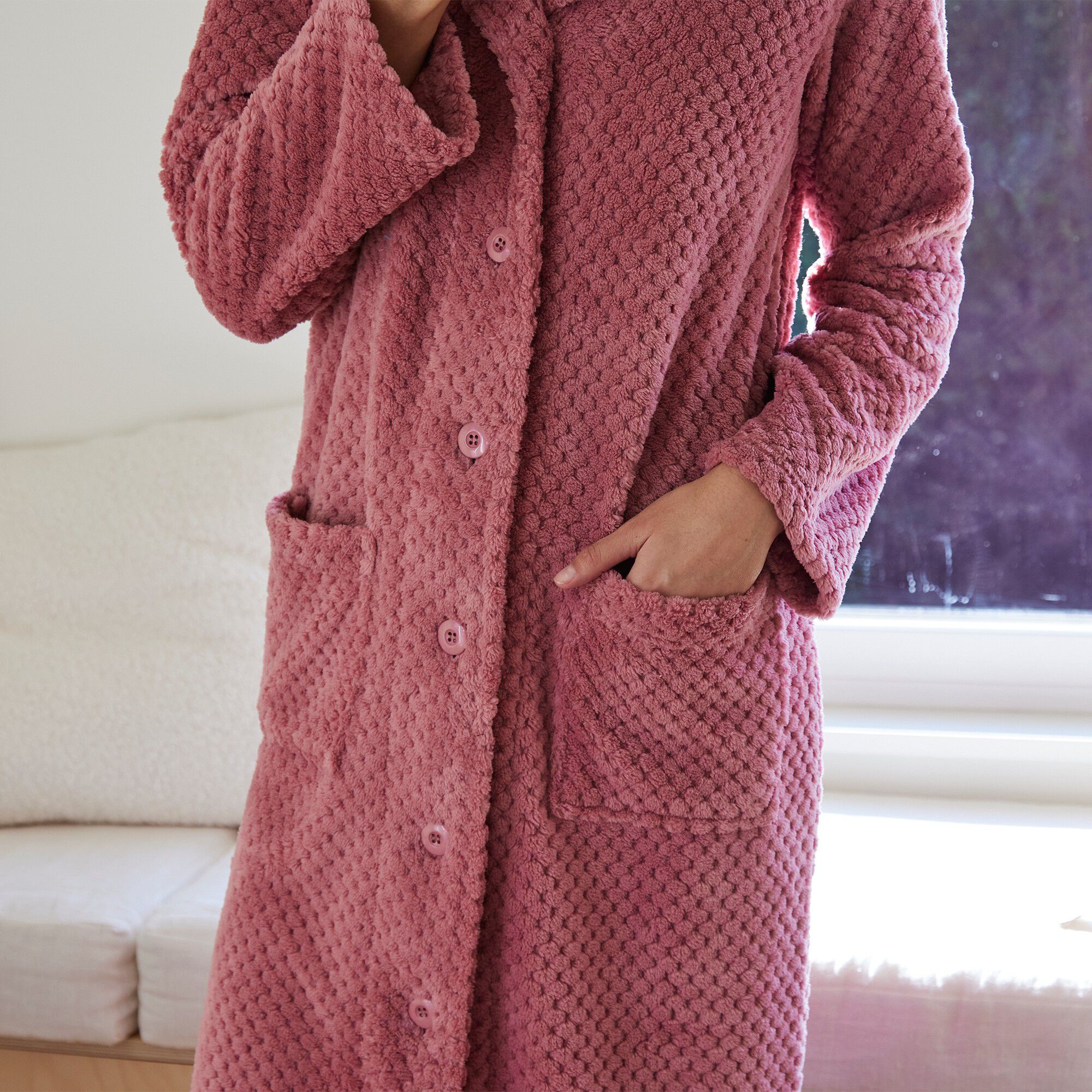 Robe de chambre maille polaire col châle