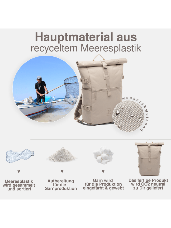SONS OF ALOHA Rucksack XL RollTop Rucksack KANE erweiterbar| Laptop-Fach groß in beige günstig kaufen onesize