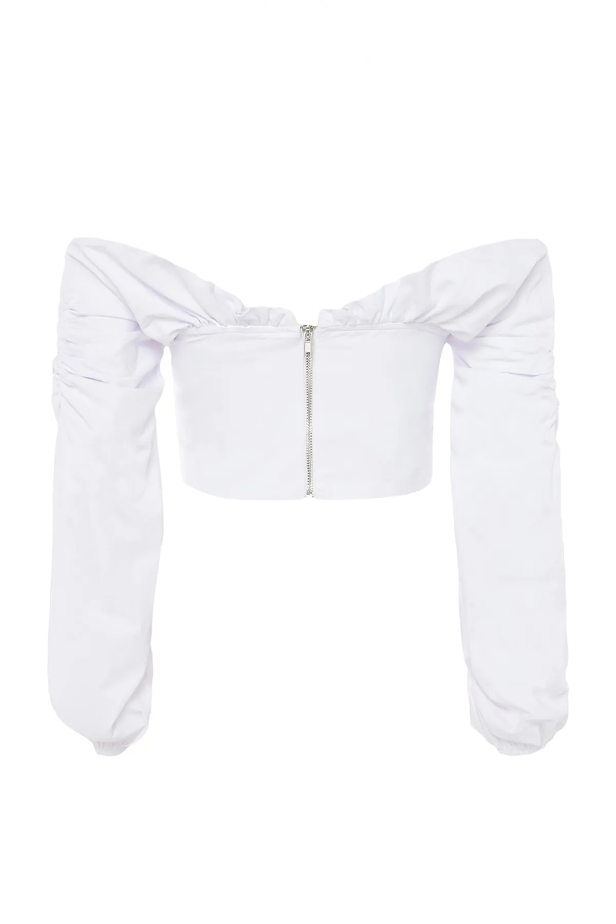 Trendyol Collection  Ecrufarbene, kurz geschnittene Popeline-Bluse TPRSS23BZ00014