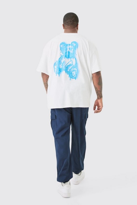 Plus weißes T-Shirt mit Drippy Teddy Print