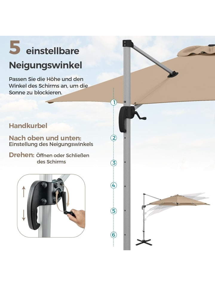 COSTWAY Sonnenschirm Ø330cm in Beige günstig kaufen onesize