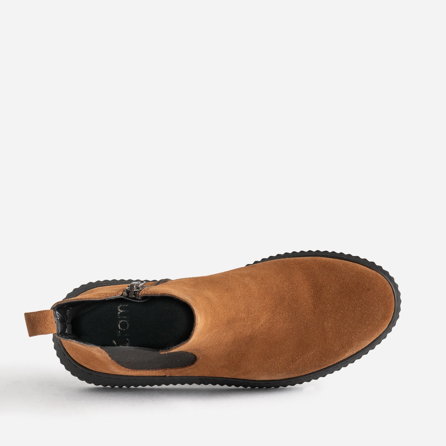 Boots camel en cuir velours à plateforme