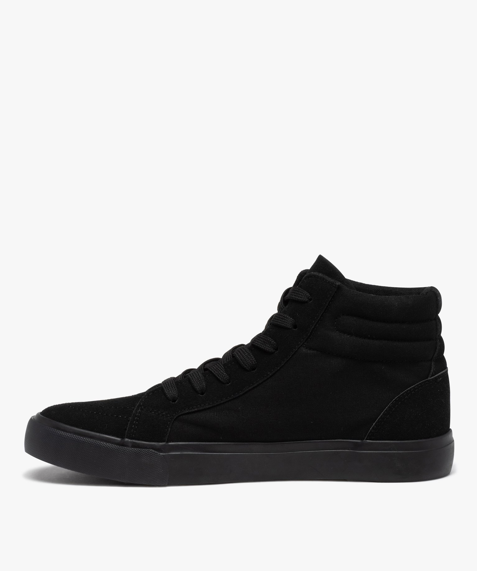 Baskets homme mid-cut en toile et suédine unie noir | GEMO