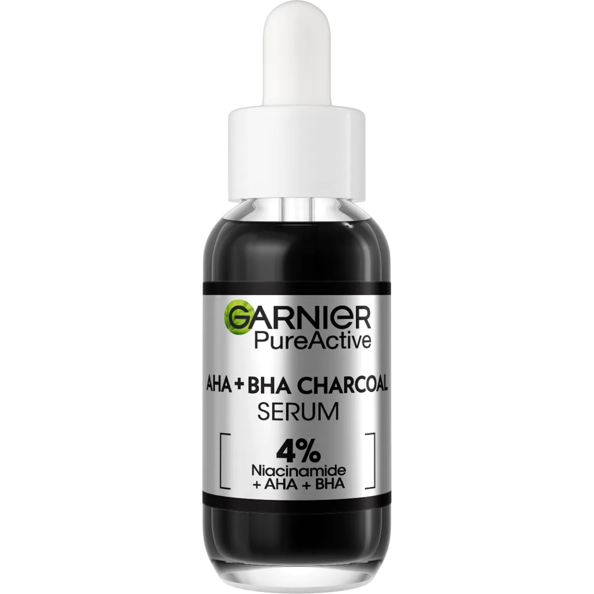 „Garnier Skin Naturals“ grynos odos serumas nuo odos netobulumų su aha, bha ir medžio anglimi