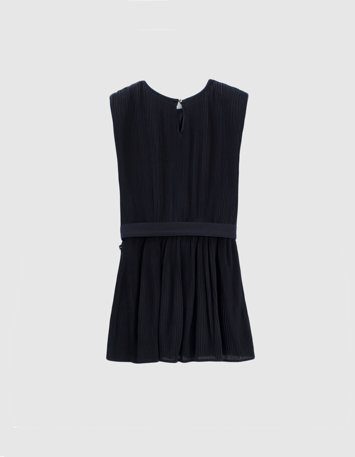 Robe marine plissée avec ceinture fille