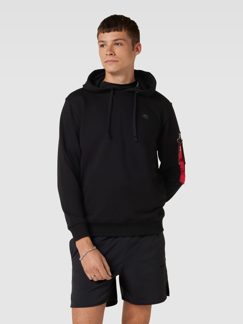 Hoodie mit Label-Applikation Modell 'X-FIT' in schwarz