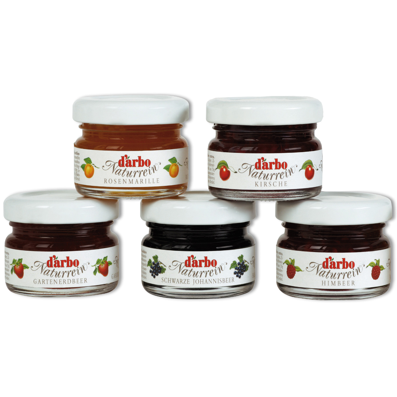 d'arbo Naturrein Sortiment Konfitüre Extra Minigläser 60x28g