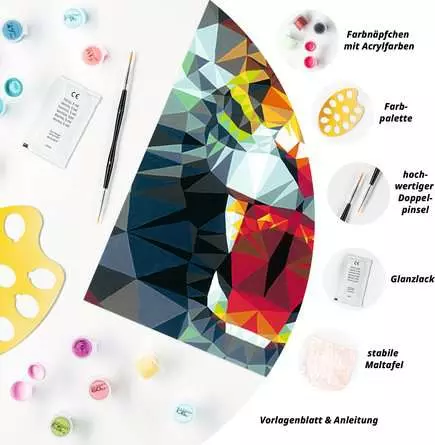 CreArt Polygon Tiger - Malen nach Zahlen für Erwachsene