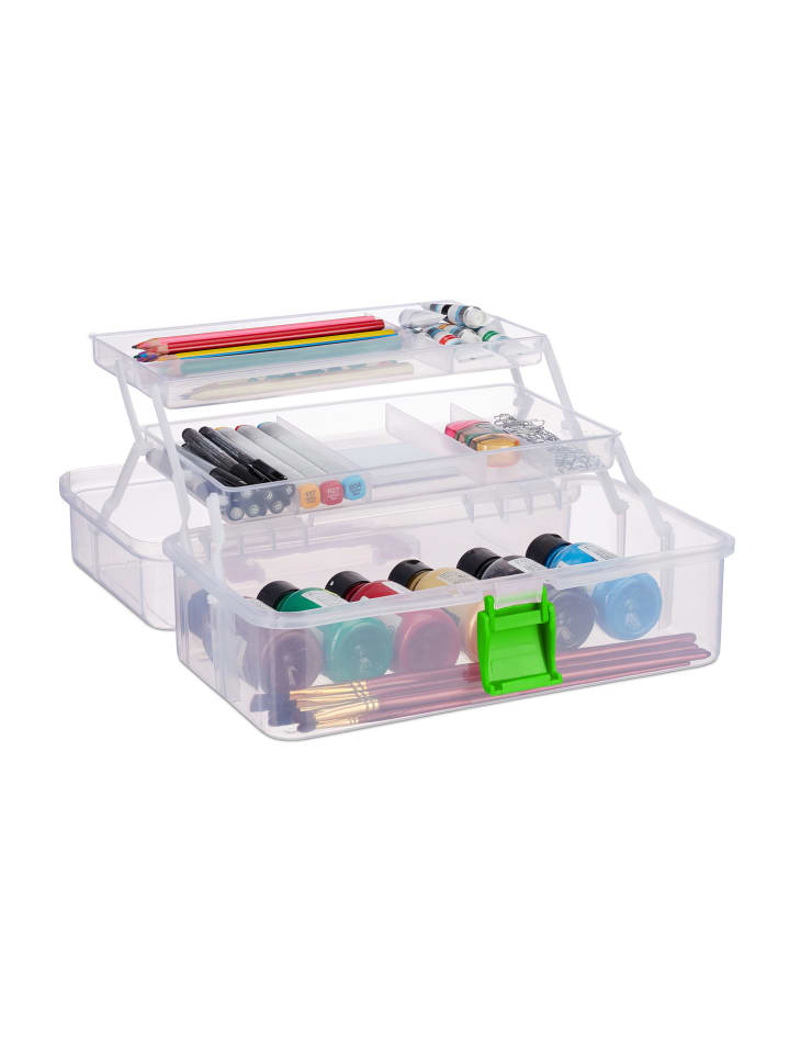 relaxdays Aufbewahrungsbox in Transparent/ Grün - (B)33 x (H)14 x (T)19,5 cm günstig kaufen onesize