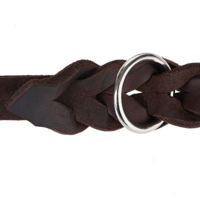 Heim Lederleine mit eingeflochtenem Karabiner, braun