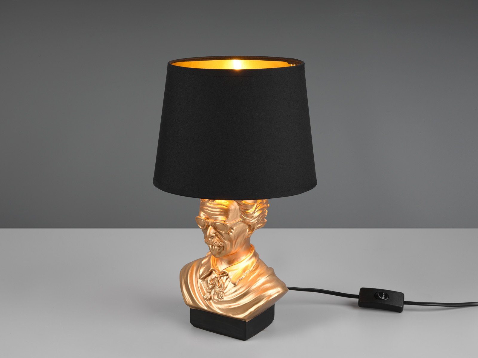 meineWunschleuchte LED Nachttischlampe, Dimmfunktion, LED wechselbar, Warmweiß, coole ausgefallene Designer-lampe für Fensterbank Schwarz Gold, H 36cm