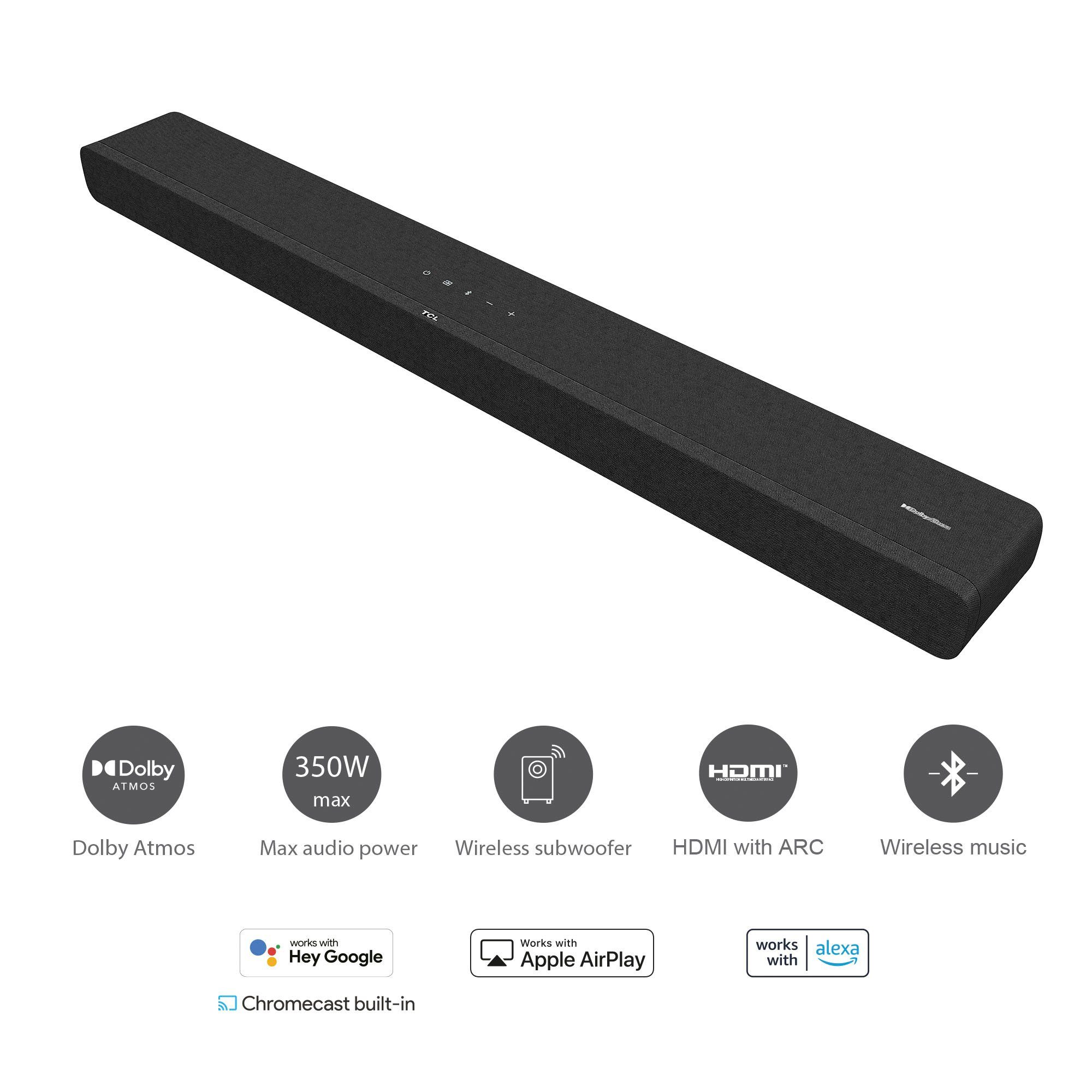 TCL TS8132 3.1.2 Soundbar (Bluetooth, WLAN (WiFi), 260 W, mit kabellosem Subwoofer)