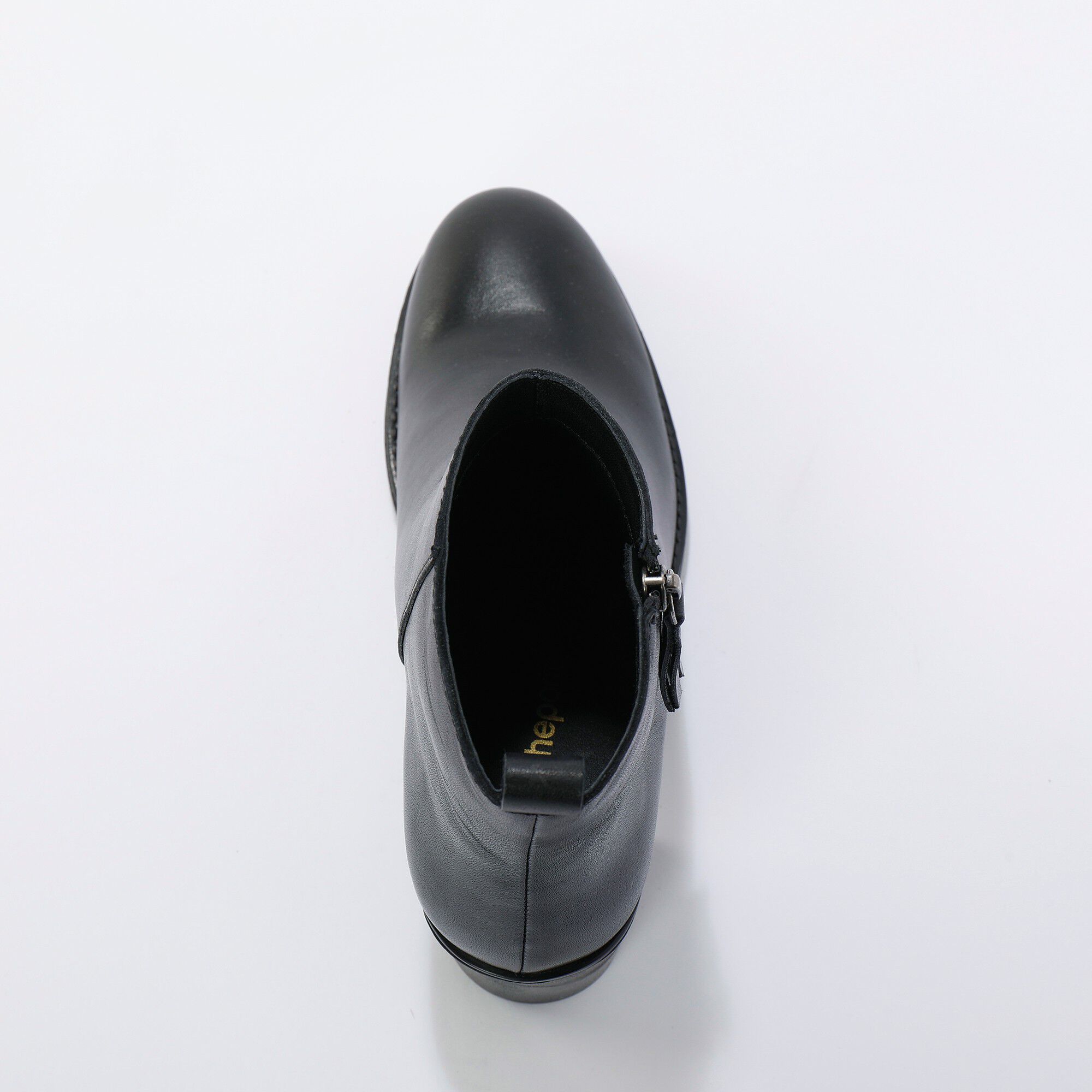 Boots zippées à talons, cuir
