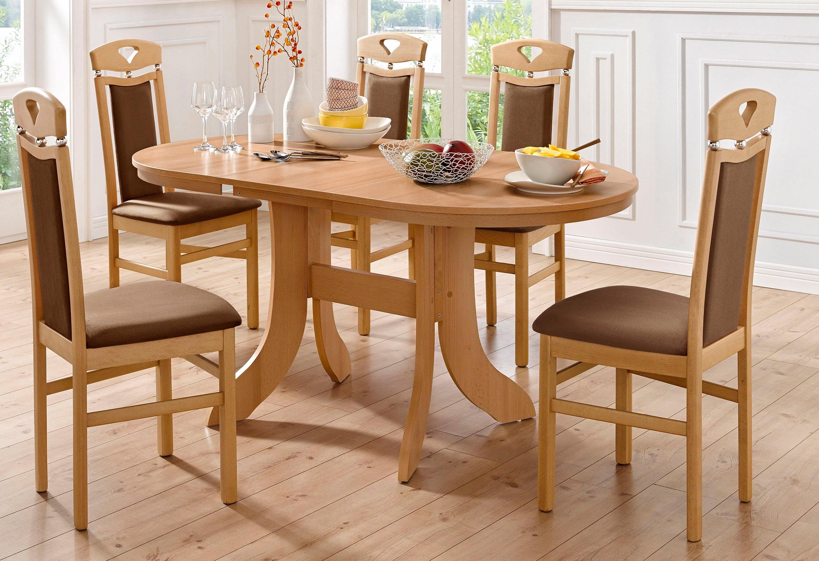 Home affaire 4-Fußstuhl Berta (Set, 2 St), Bezug in Microfaser, Gestell aus Buche Massivholz