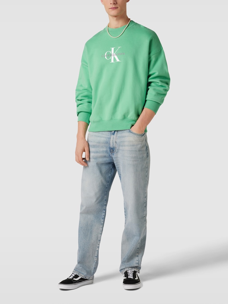 Oversized Sweatshirt mit Logo-Print Modell 'MONOLOGO' in apfelgrün