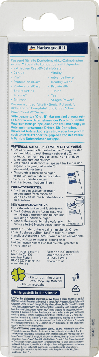 Universal-Aufsteckbürsten Active Young blau, 3 St