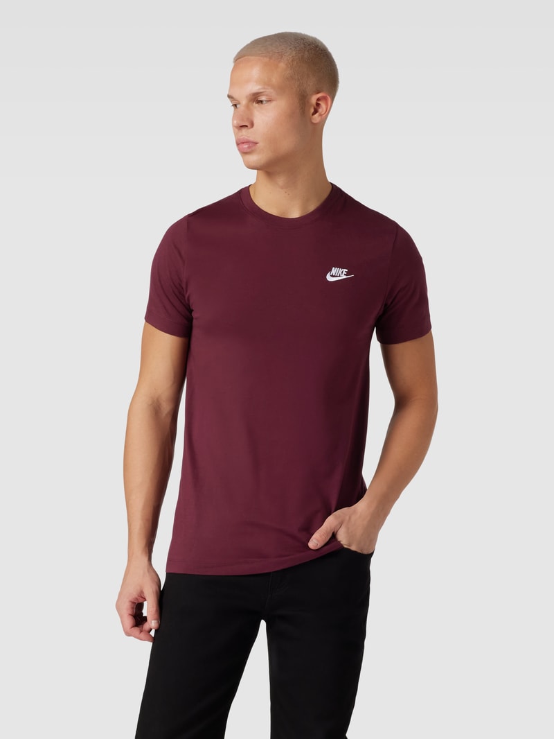 T-Shirt mit Logo-Stitching in bordeaux rot