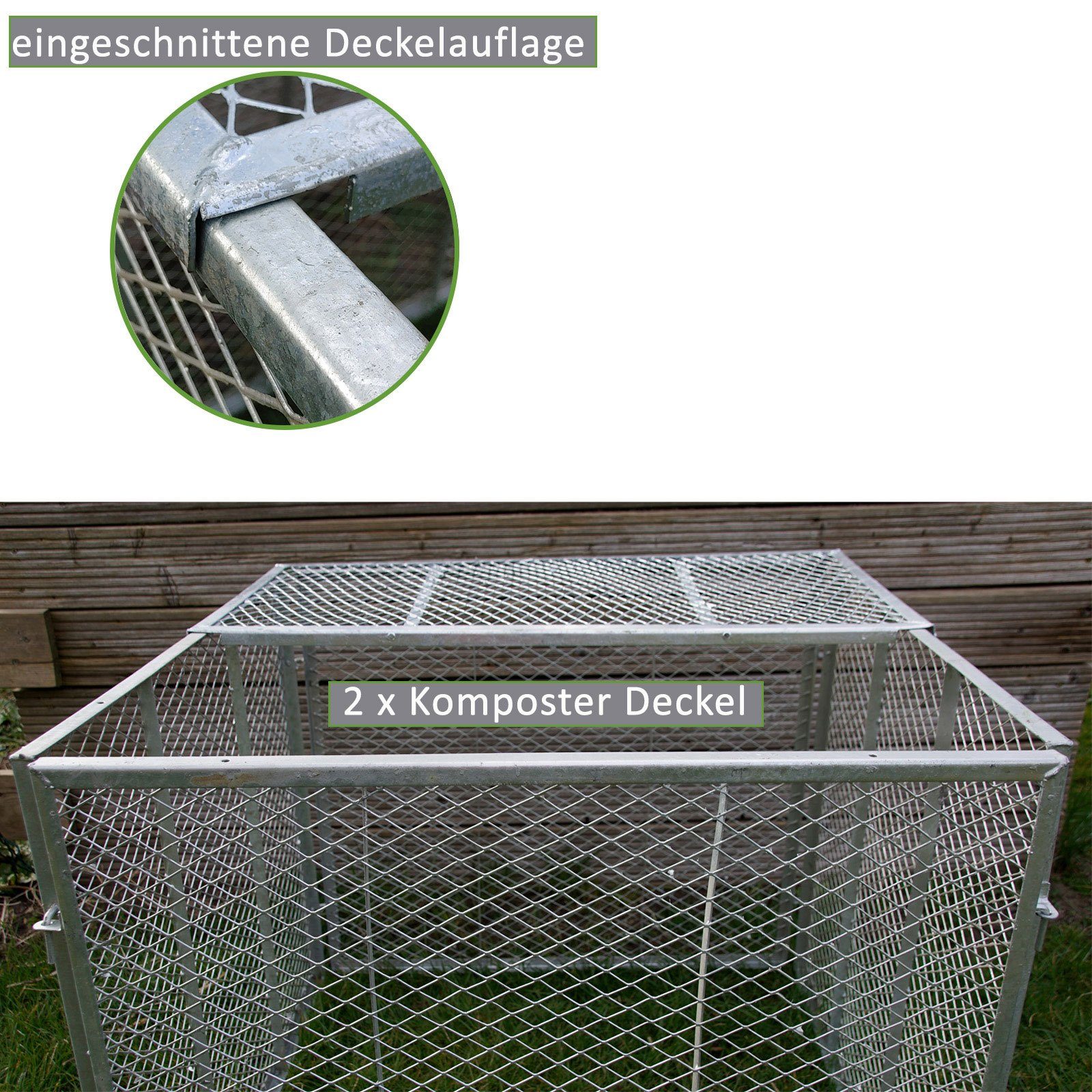 TRUTZHOLM Komposter Deckel oder Boden für Komposter Metallkomposter 80x80 cm aus Streckmet, 450 l