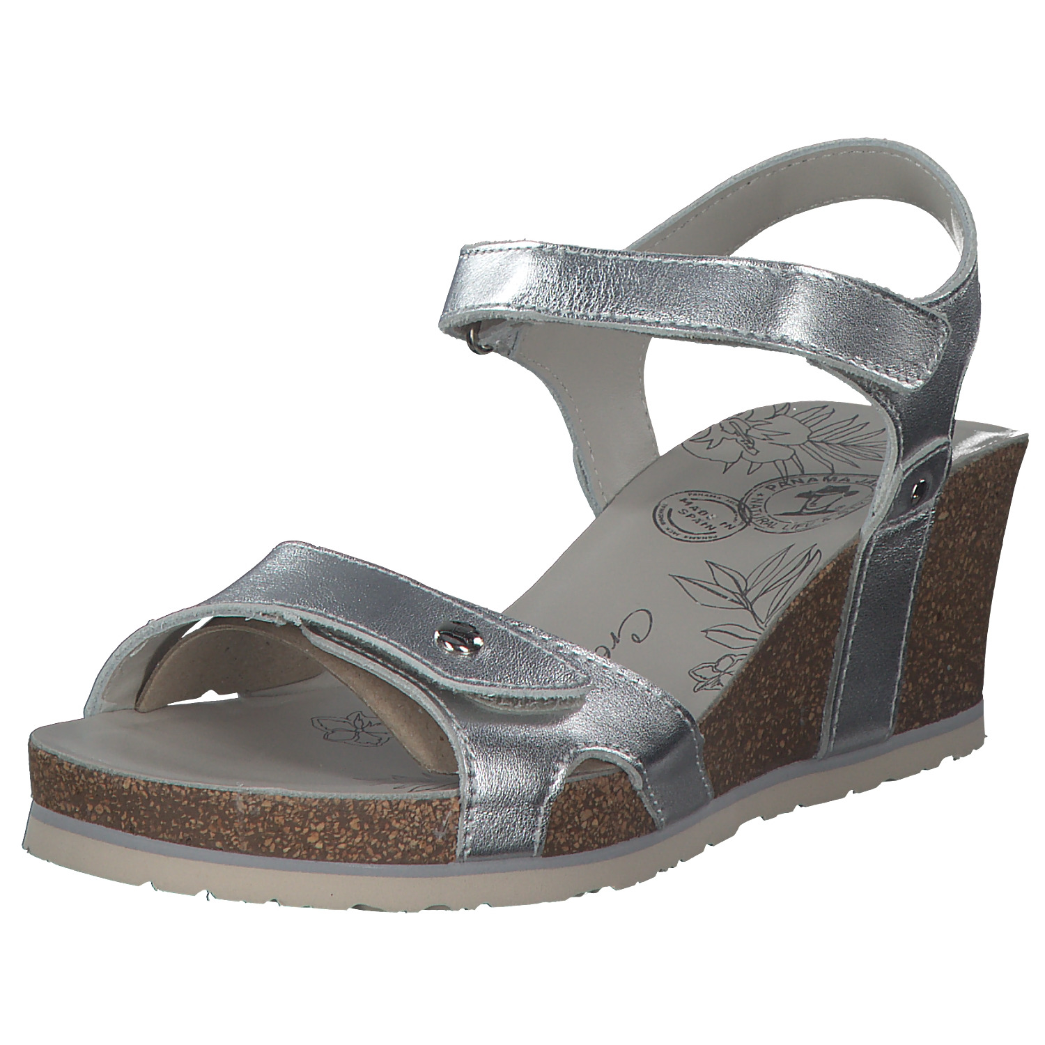 Panama Jack Julia Shine B, Keilsandaletten, Damen, Silber