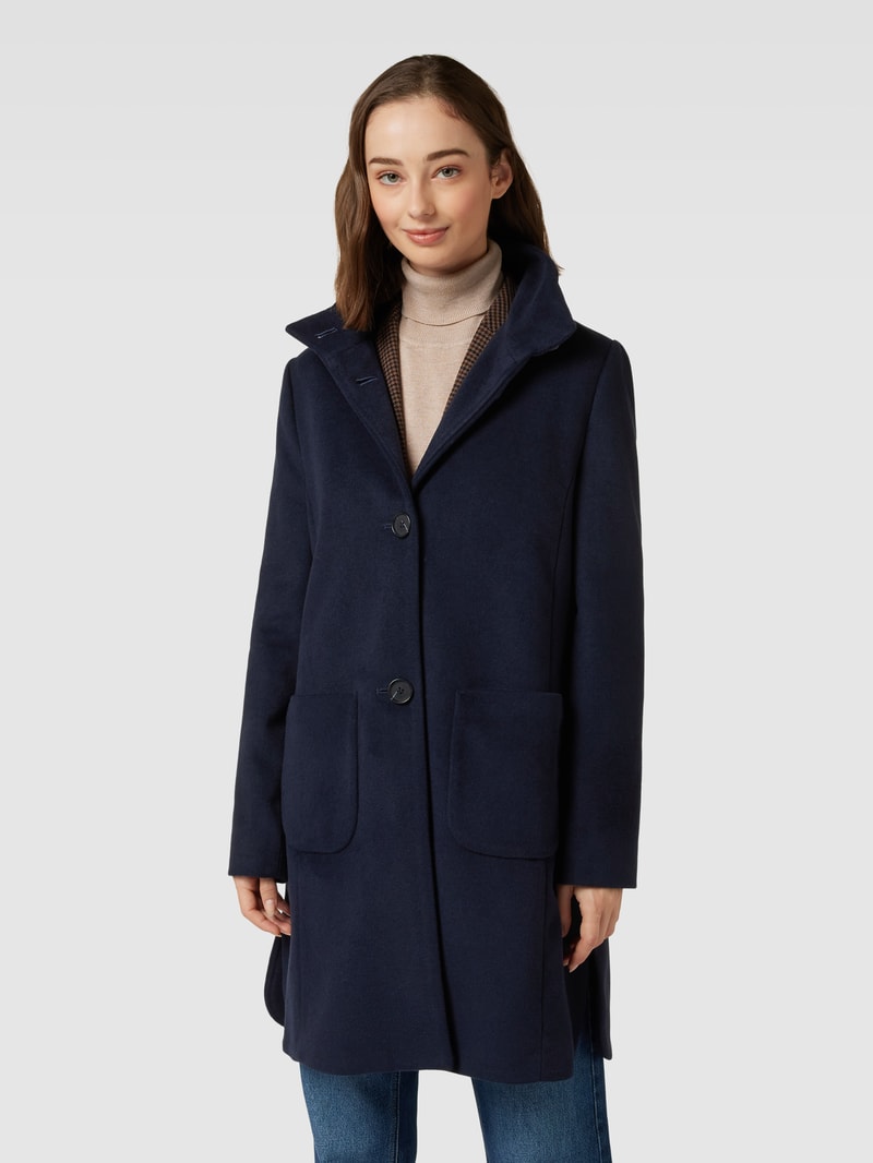 Kurzmantel mit Stehkragen und Eingrifftaschen in marineblau