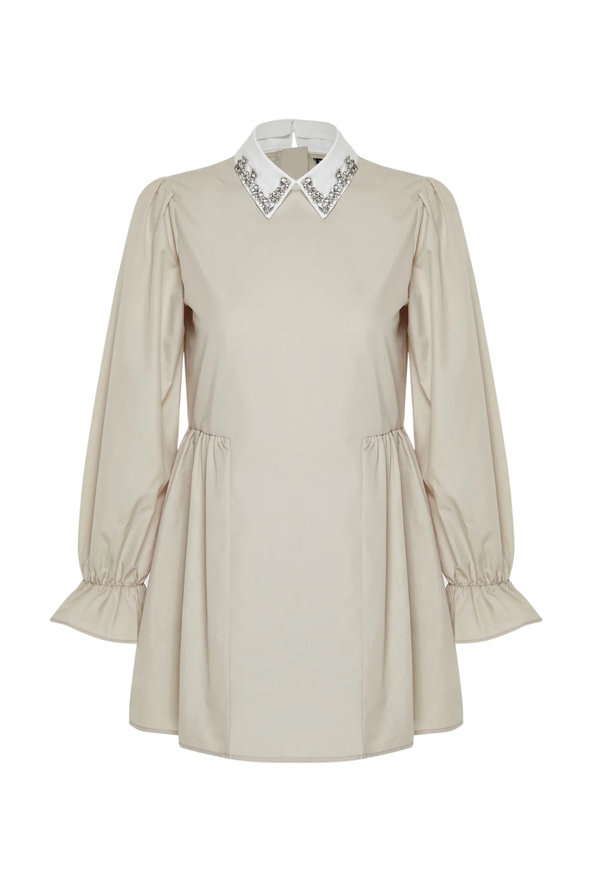 Trendyol Modest  Baumwoll-Tunika mit Perlenkragen und Steindetail TCTSS24UK00002