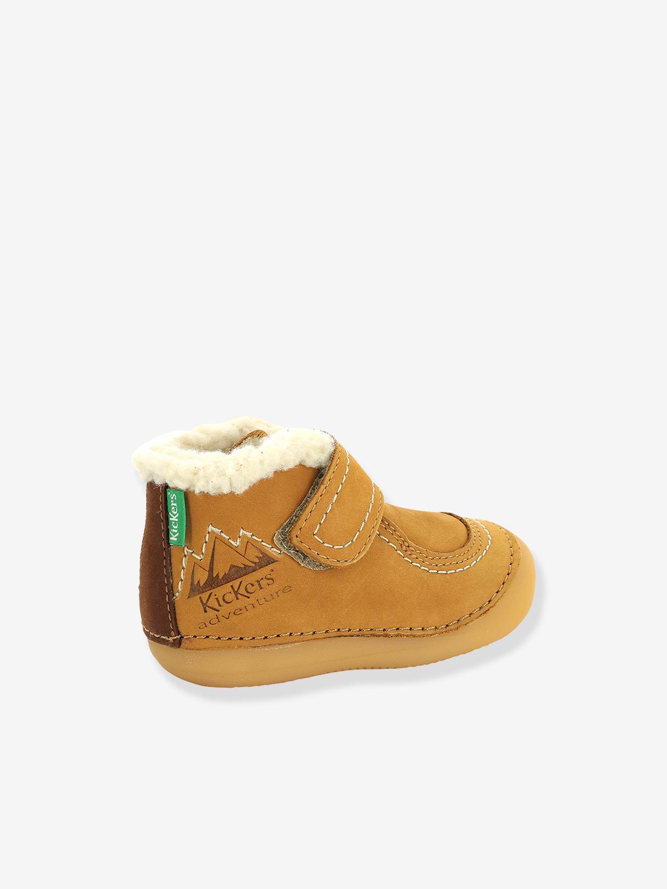 Bottillons fourrés cuir bébé Somoons KICKERS® 1ers pas marine glitter