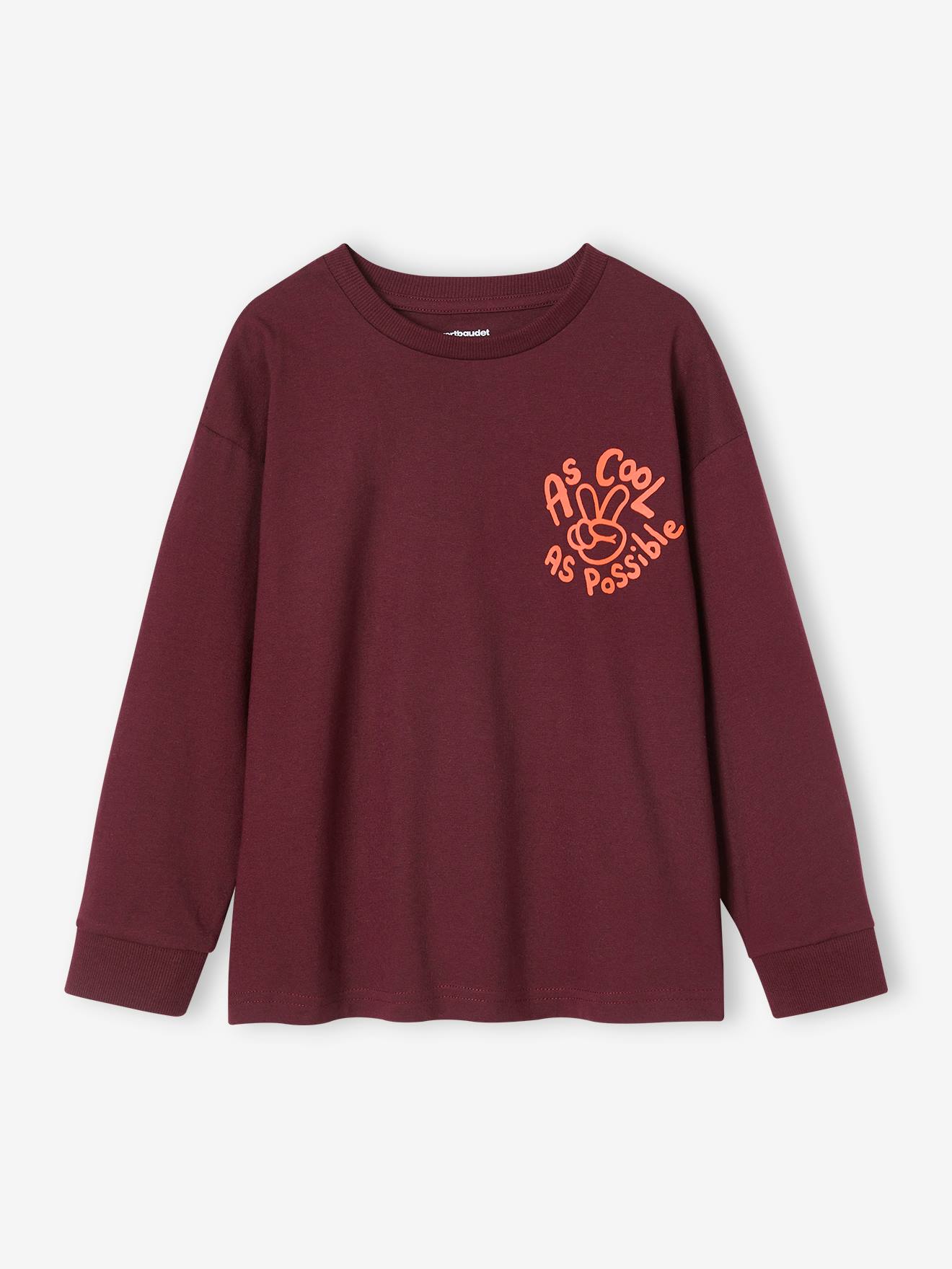 T-shirt motif cool poitrine garçon manches longues vert sapin